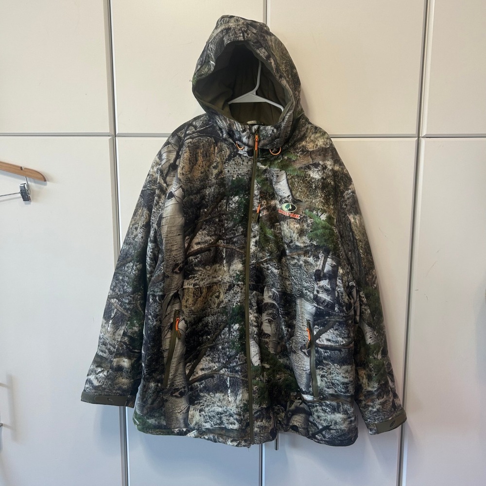 Mossy Oak Mens 2XL Camo Full Zip Hooded Hunting Jacket Break-Up Infinity Parka